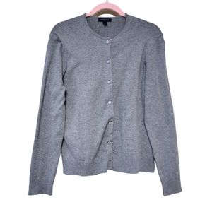 LANDS' END Gray Crew Neck Button Front Cardigan Size Medium #0430